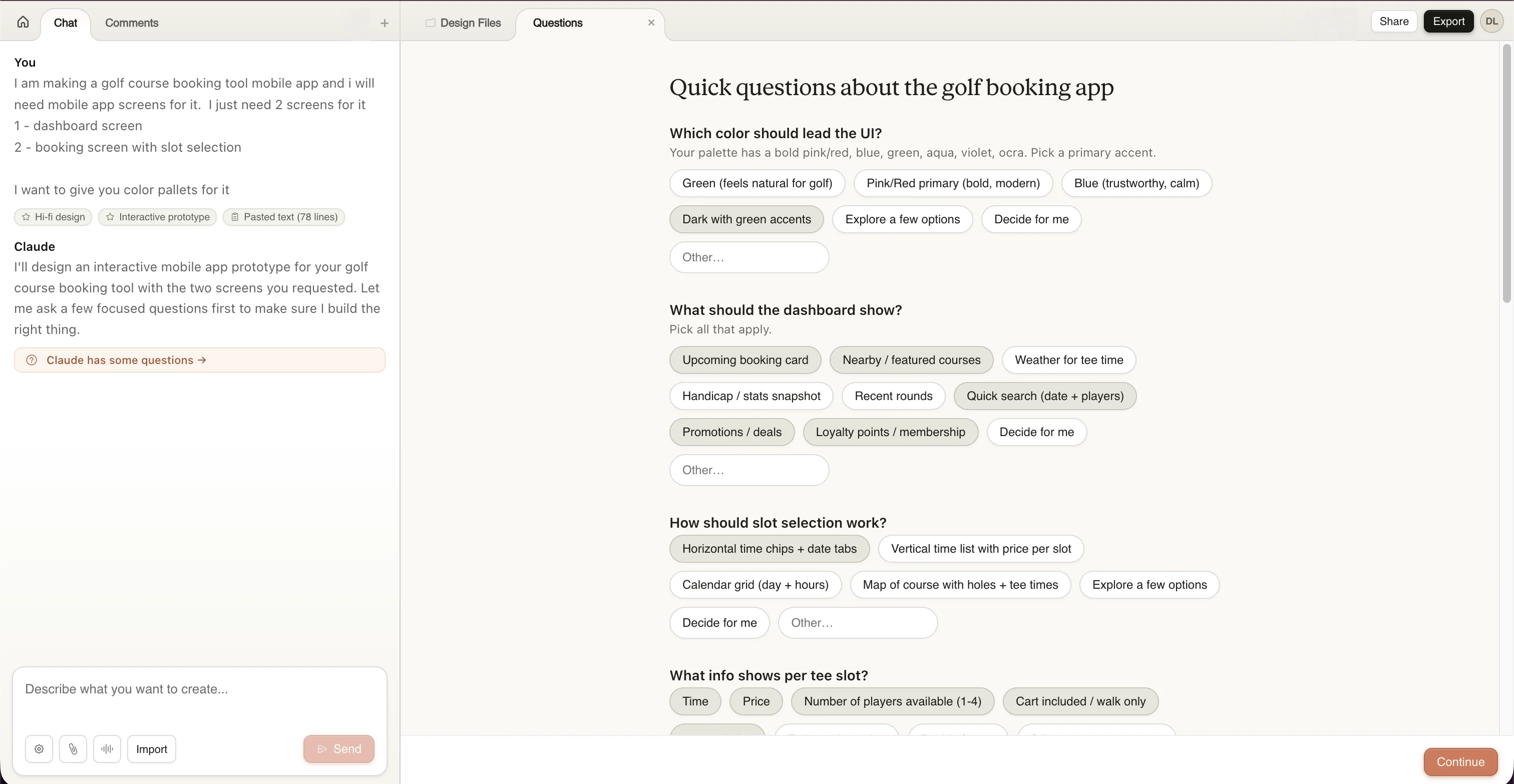 Answering colour and dashboard questions